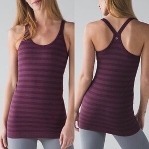 Lululemon Ebb To Street Tank Heathered Bordeaux Drama Size 8 Built-In Bra Top